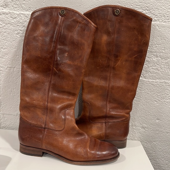 🛍️Frye⚡️Melissa Button Cognac Leather Knee High Boot Western Riding 11 - Picture 11 of 15